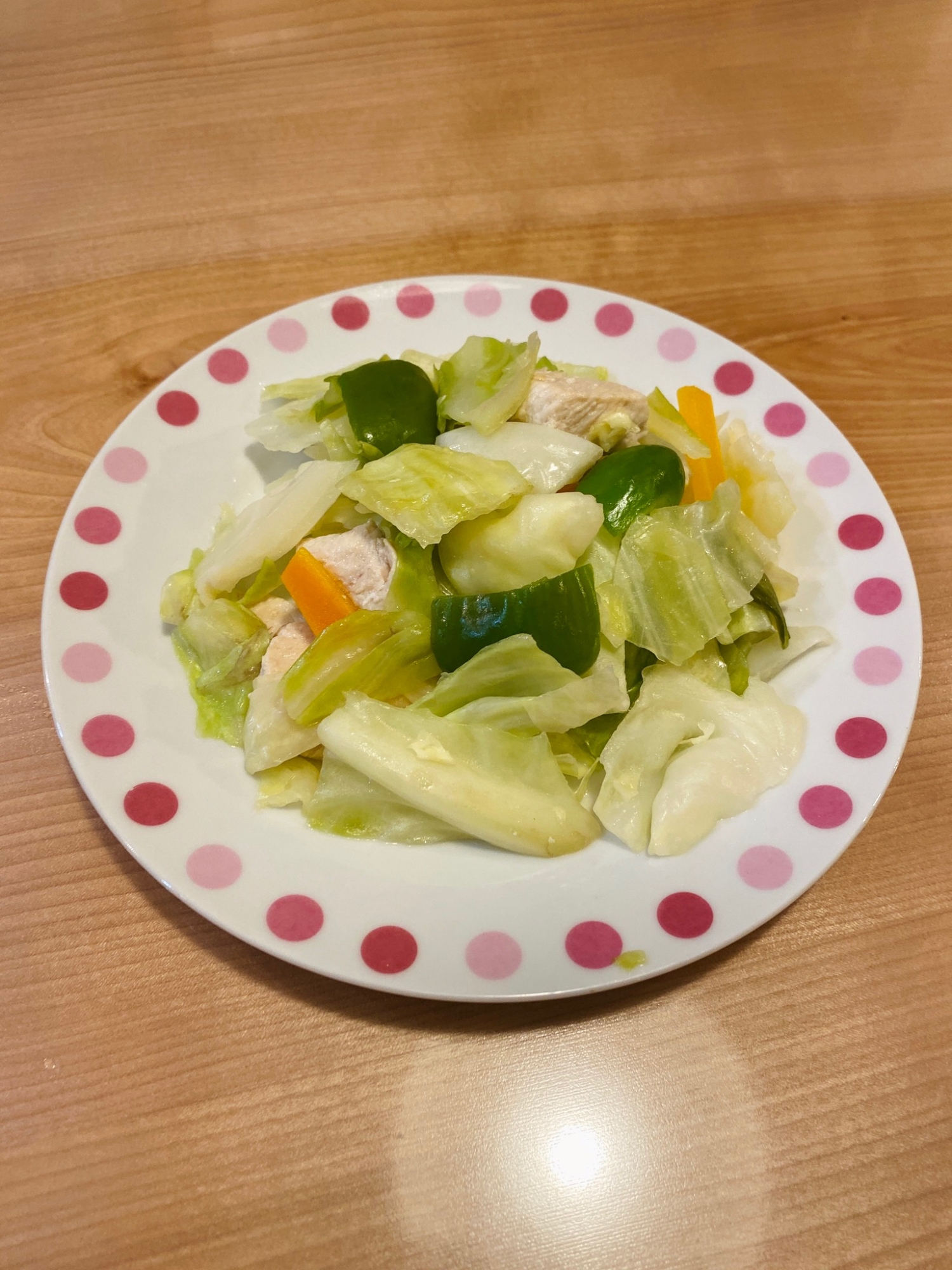 鶏胸肉とキャベツの中華風野菜炒め