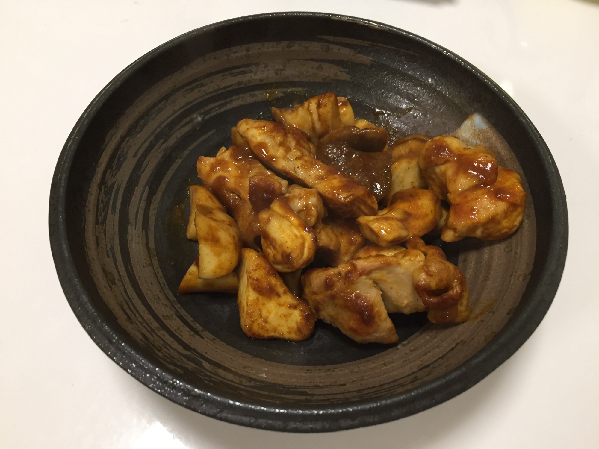 鶏肉とエリンギのカレー炒め