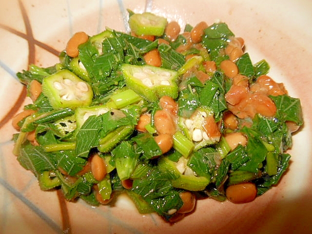 ネバネバトリオの和えものオクラ&モロヘイヤ&納豆