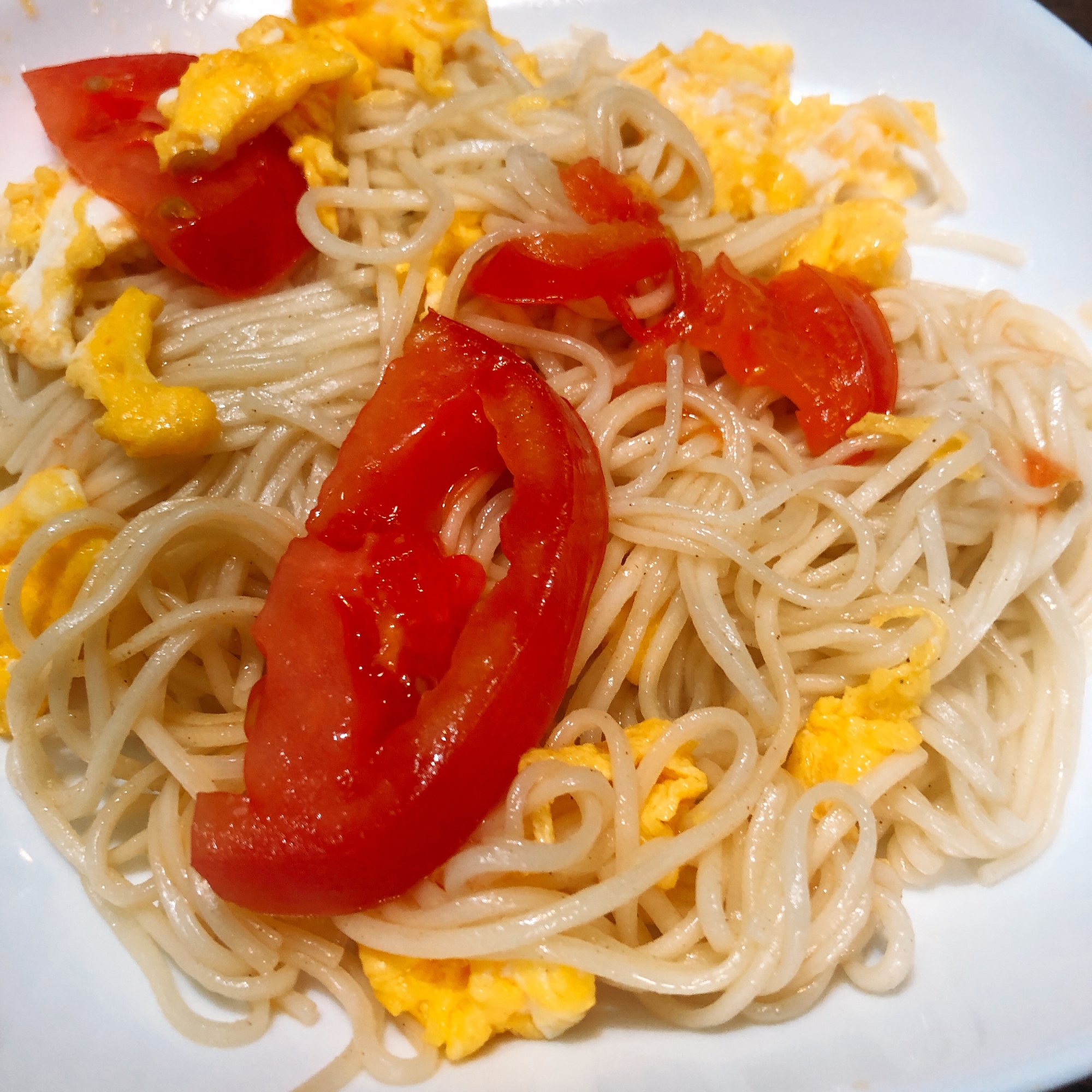 トマトと卵の焼きそうめん☆