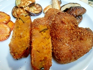 かぼちゃ煮物で(^▽^)♪２味のかぼちゃコロッケ