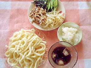 つけうどん　☆鶏肉の梅和え＆おろし☆