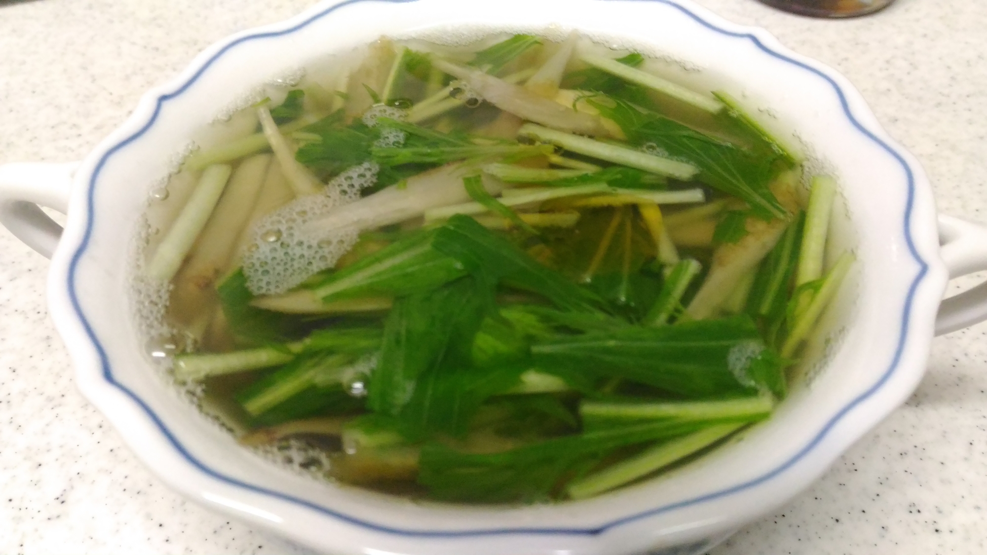 牛蒡と水菜の和風スープ