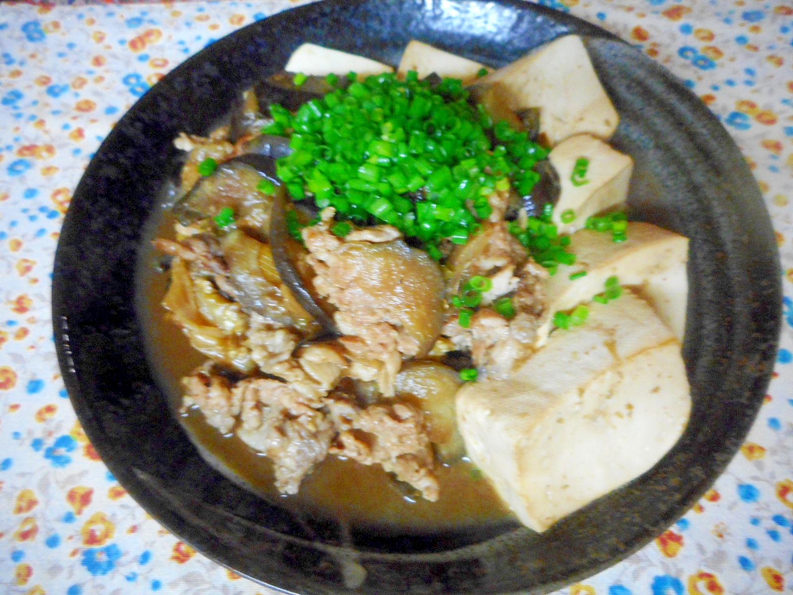 豚肉とナスのシイタケ風味肉豆腐