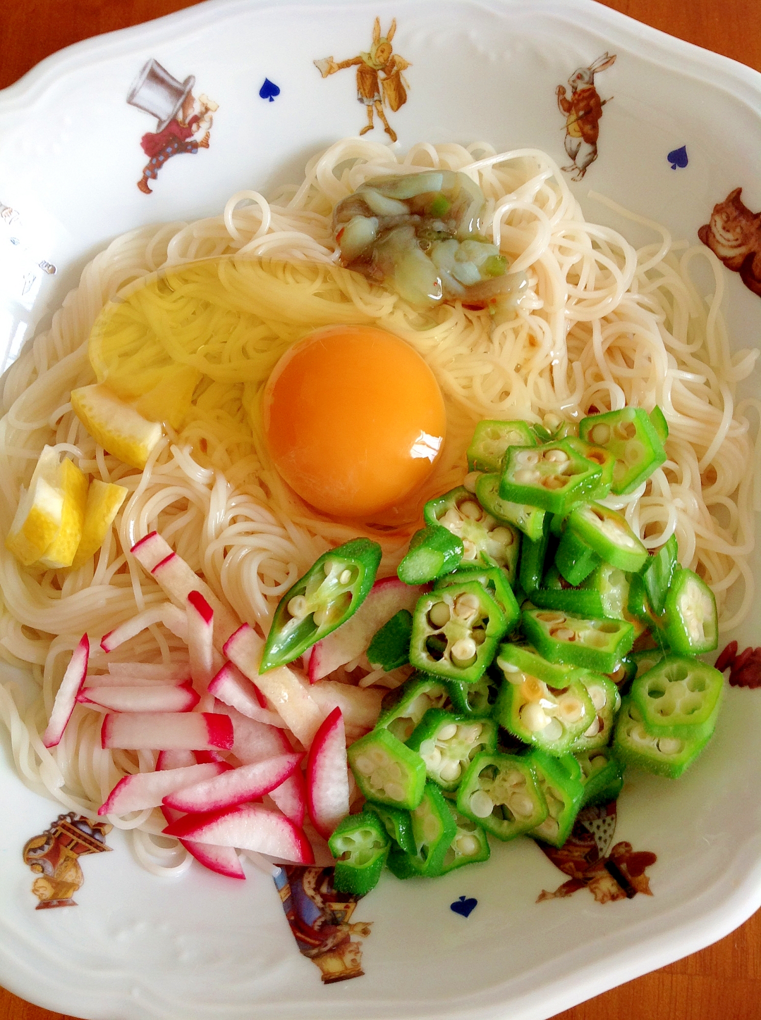 たこわさびとレモンでさっぱり素麺