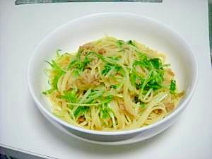 水菜とツナの和風パスタ