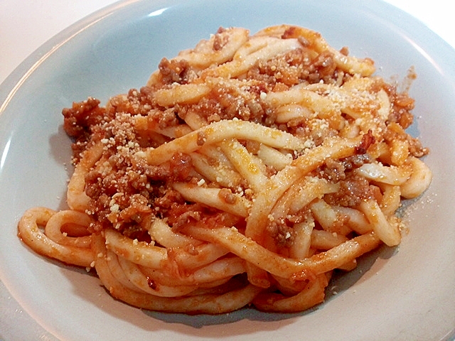 ミートソースからめ饂飩