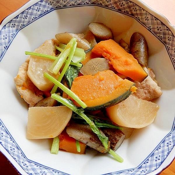 お弁当にも❤しゃぶ肉で❤蕪と牛蒡と南瓜の煮物♪