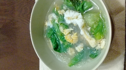 包丁不要★レタスとタマゴと春雨スープ★