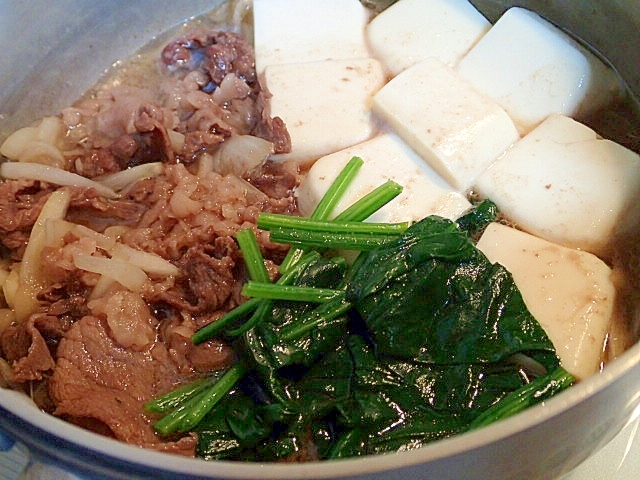 おひとりさま用　麺つゆで簡単すき焼き♬