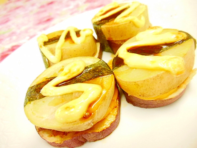 ❤馬鈴薯と薩摩芋とチェダー＆おかかのサンド焼き❤
