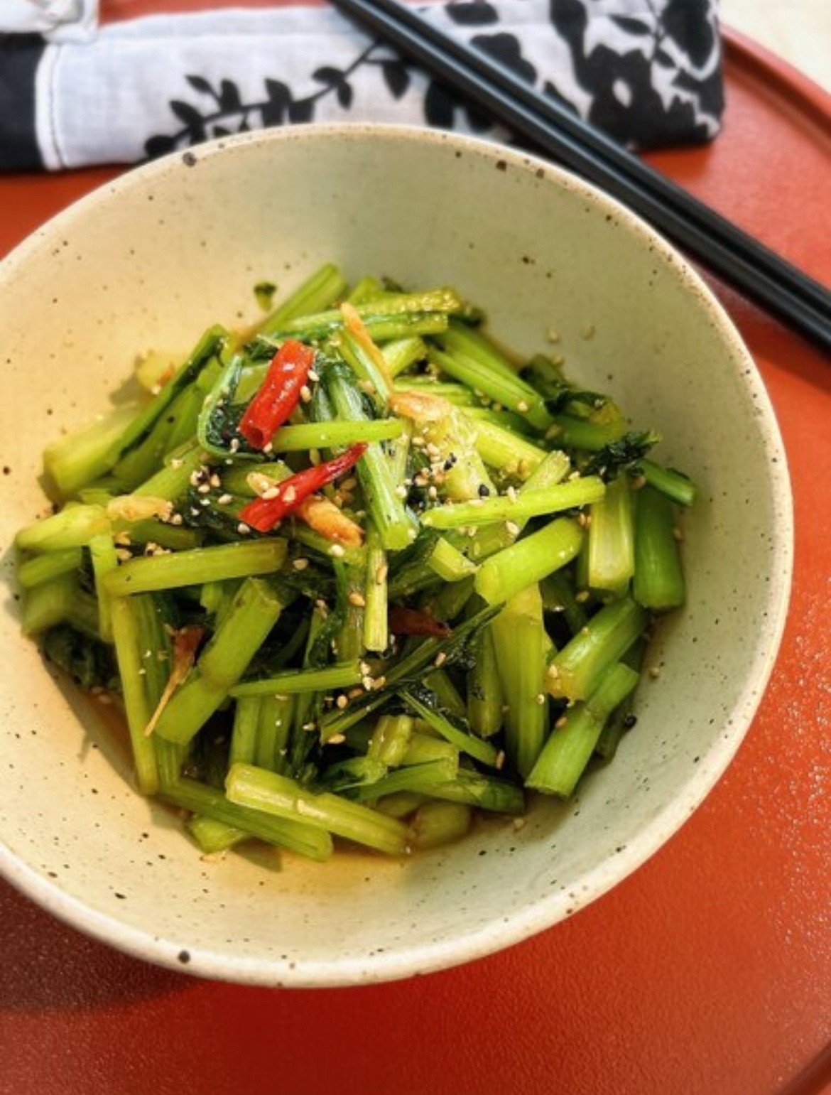 小松菜をレンチンで中華風味和え