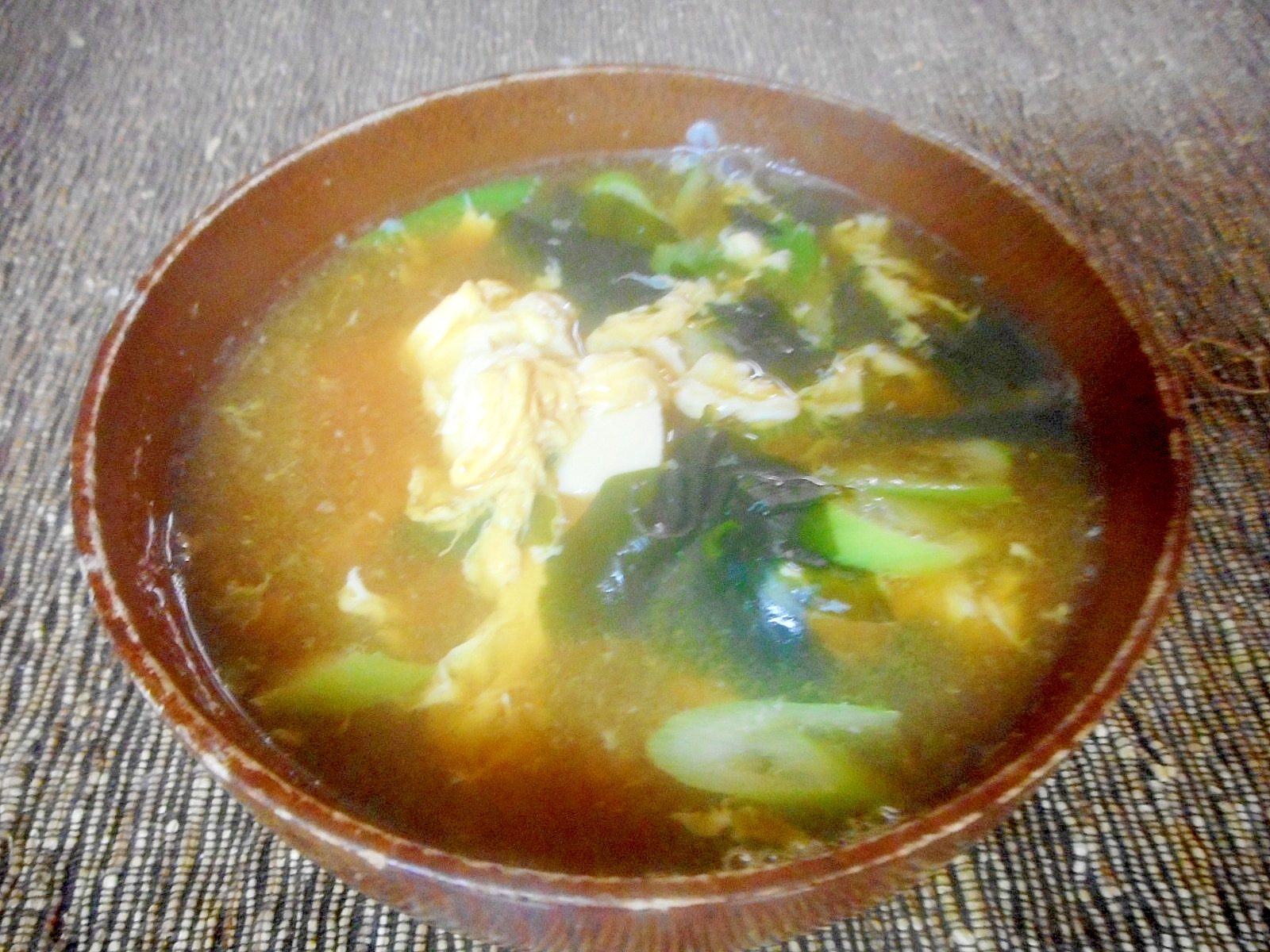シジミスープで豆腐と卵のスープ
