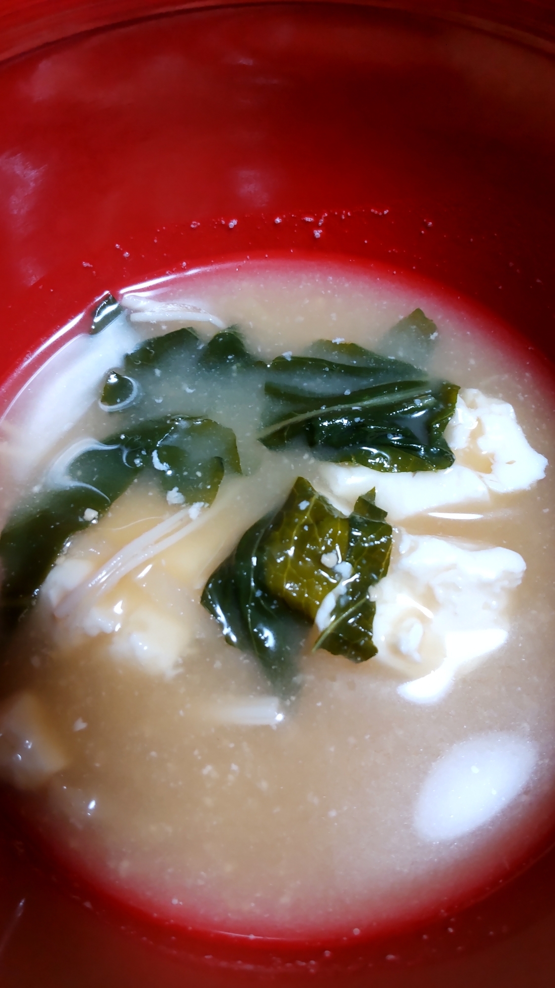 小松菜と豆腐えのきの味噌汁