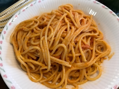 ひとりランチ☆簡単トマトクリームスパゲティ