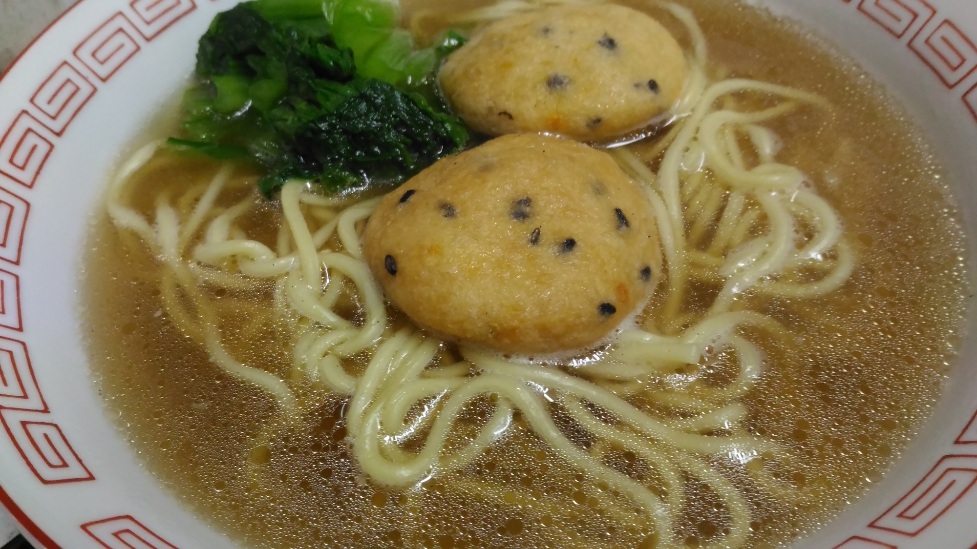 小松菜とがんもどきの醤油ラーメン　コラーゲン入り