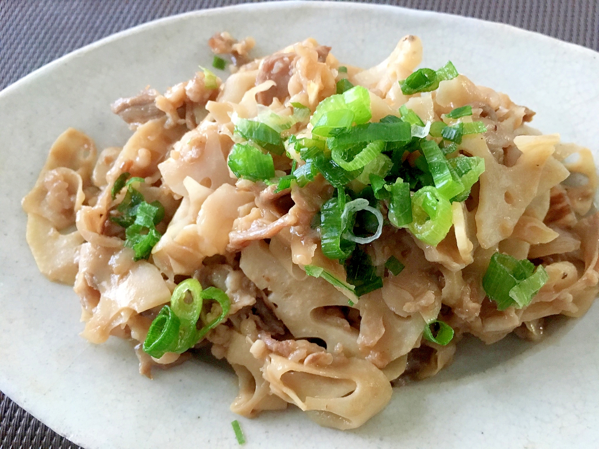 秋☆牛肉とれんこんのオイスターソース炒め