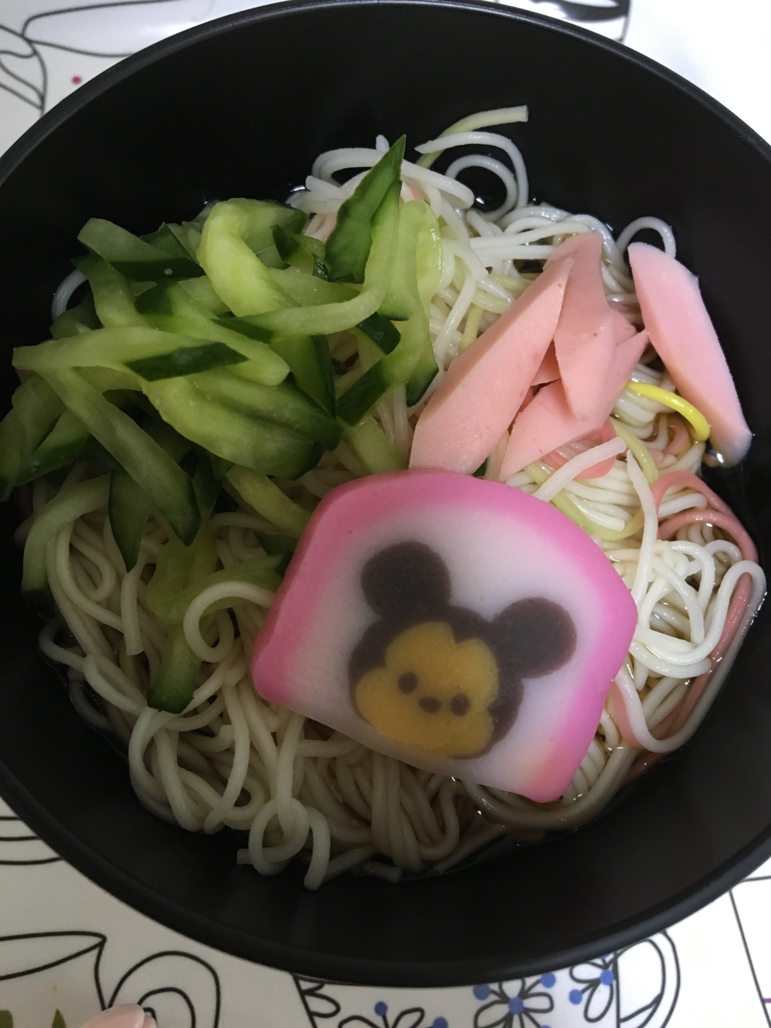 幼児用☆ミッキー蒲鉾と魚肉ソ素麺(^ ^)