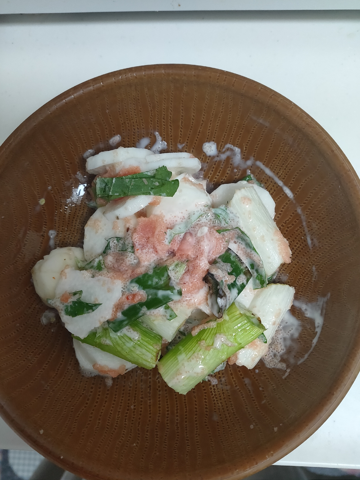 おつまみに!山芋とネギの明太しそマヨあえ