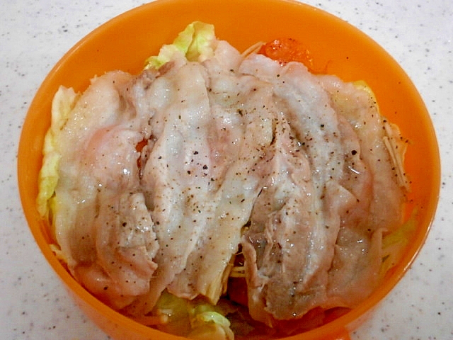 レンジで簡単！豚肉と野菜のせいろ蒸し風