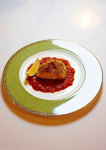 １つで２度美味しい！サーモンの香草パン粉焼き