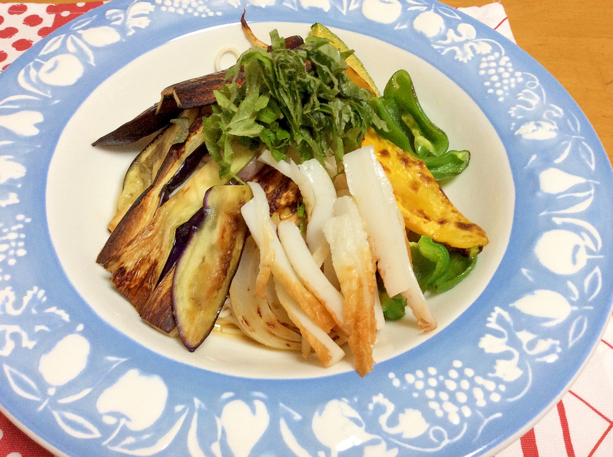 白石温麺で冷麺♪ 焼き野菜のぶっかけ