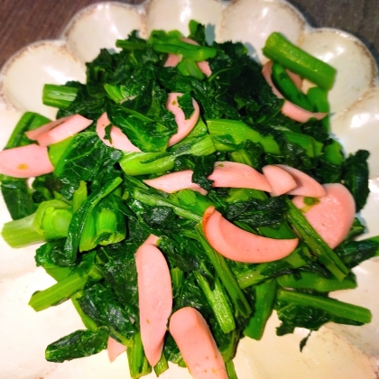 小松菜の代わりに自家製の五月菜を利用しました。旬の青菜、沢山 美味しく頂きました。ご馳走さまでした♪