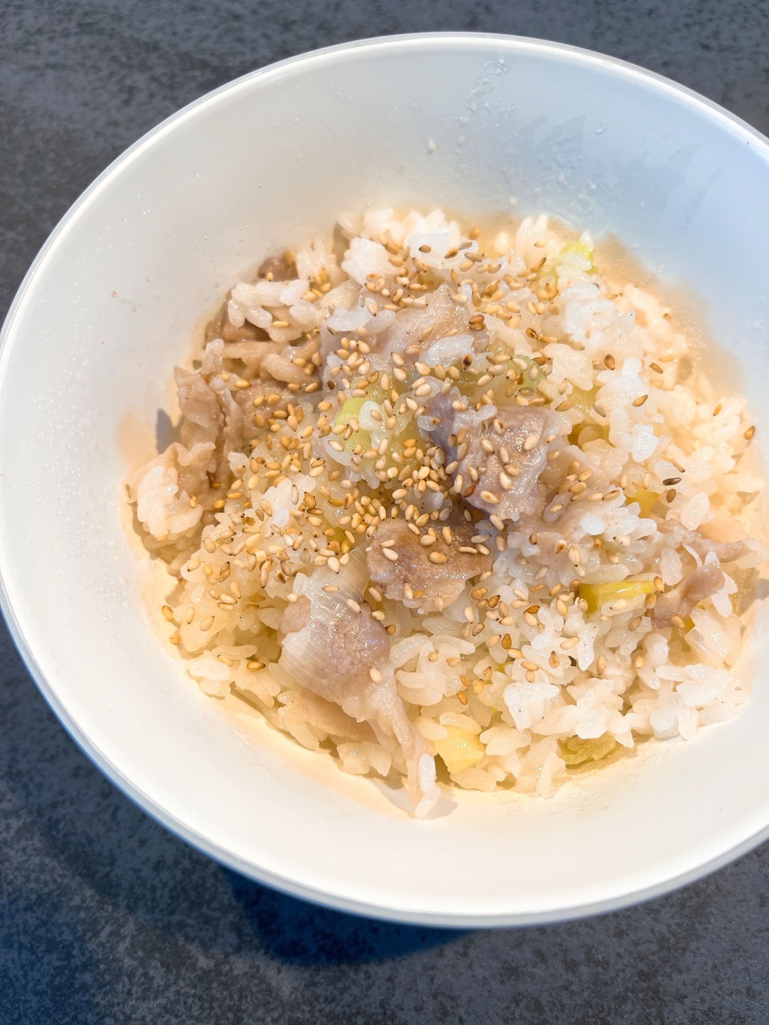 豚バラネギ塩ごはん