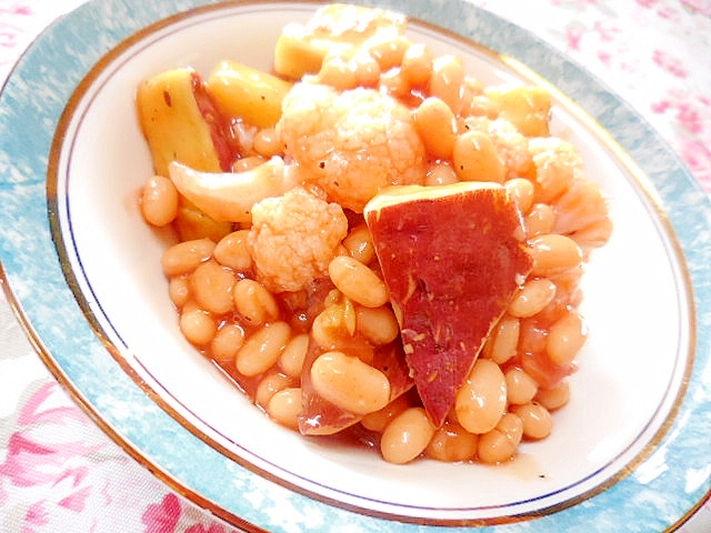 白いんげん豆と薩摩芋とカリフラワーのトマト煮 レシピ 作り方 By 小太郎１２１２ 楽天レシピ