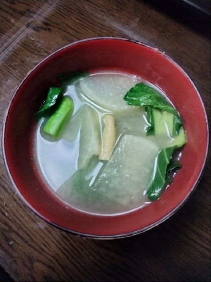 大根と小松菜と油揚げの味噌汁