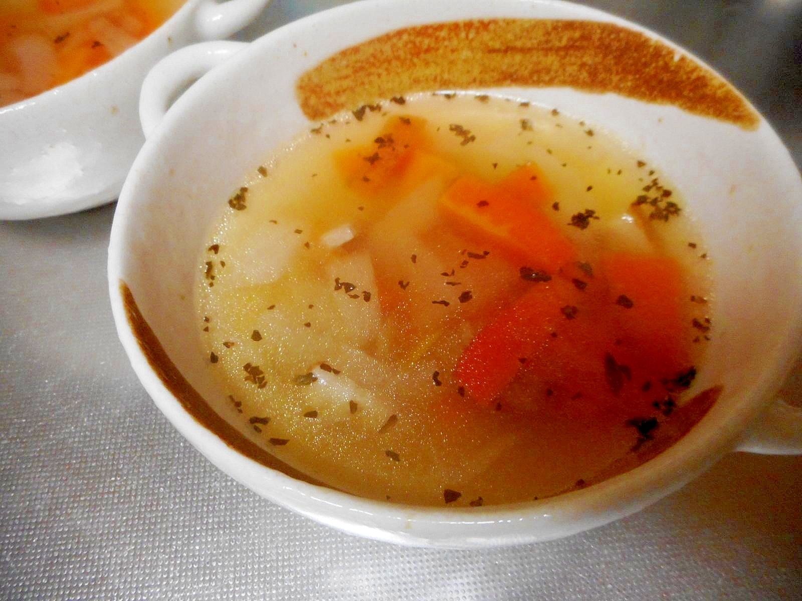 人参とベーコンのスープ