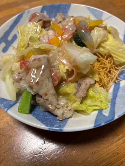 たっぷりお野菜！白菜と新ショウガの皿うどん