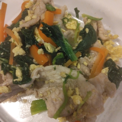 豚肉とほうれん草のオイスターソース炒め