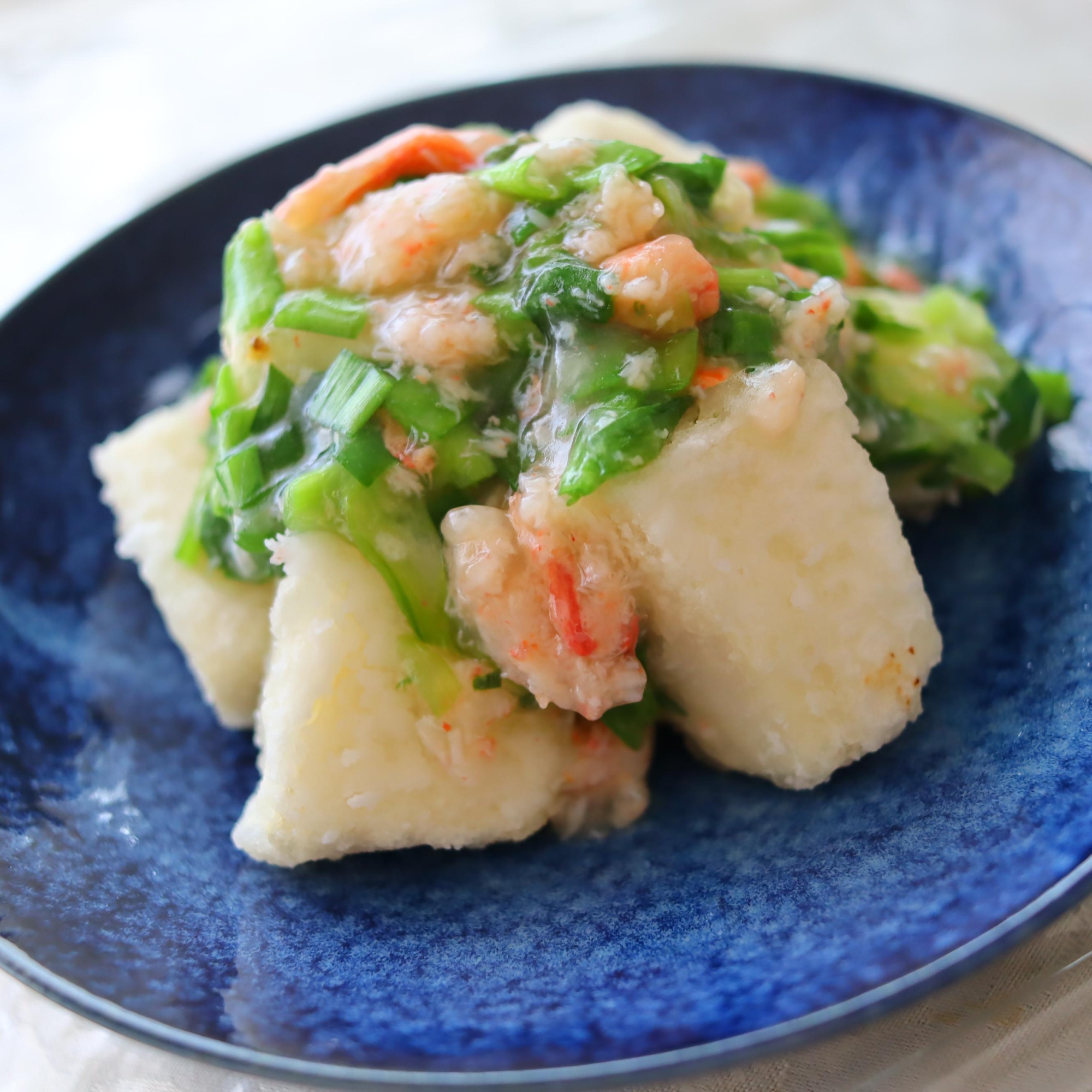 揚げ豆腐のニラ蟹あんかけ