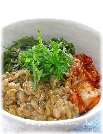 めかぶ・納豆・キムチの三色丼で夏バテ対策!