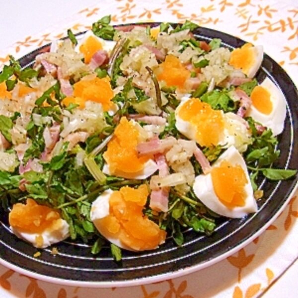 クレソンとゆで卵のサラダ オニオンドレッシング レシピ 作り方 By メリッコ 楽天レシピ クレソンとゆで卵のサラダ オニオンドレッシング レシピ 作り方 By メリッコ 楽天レシピ