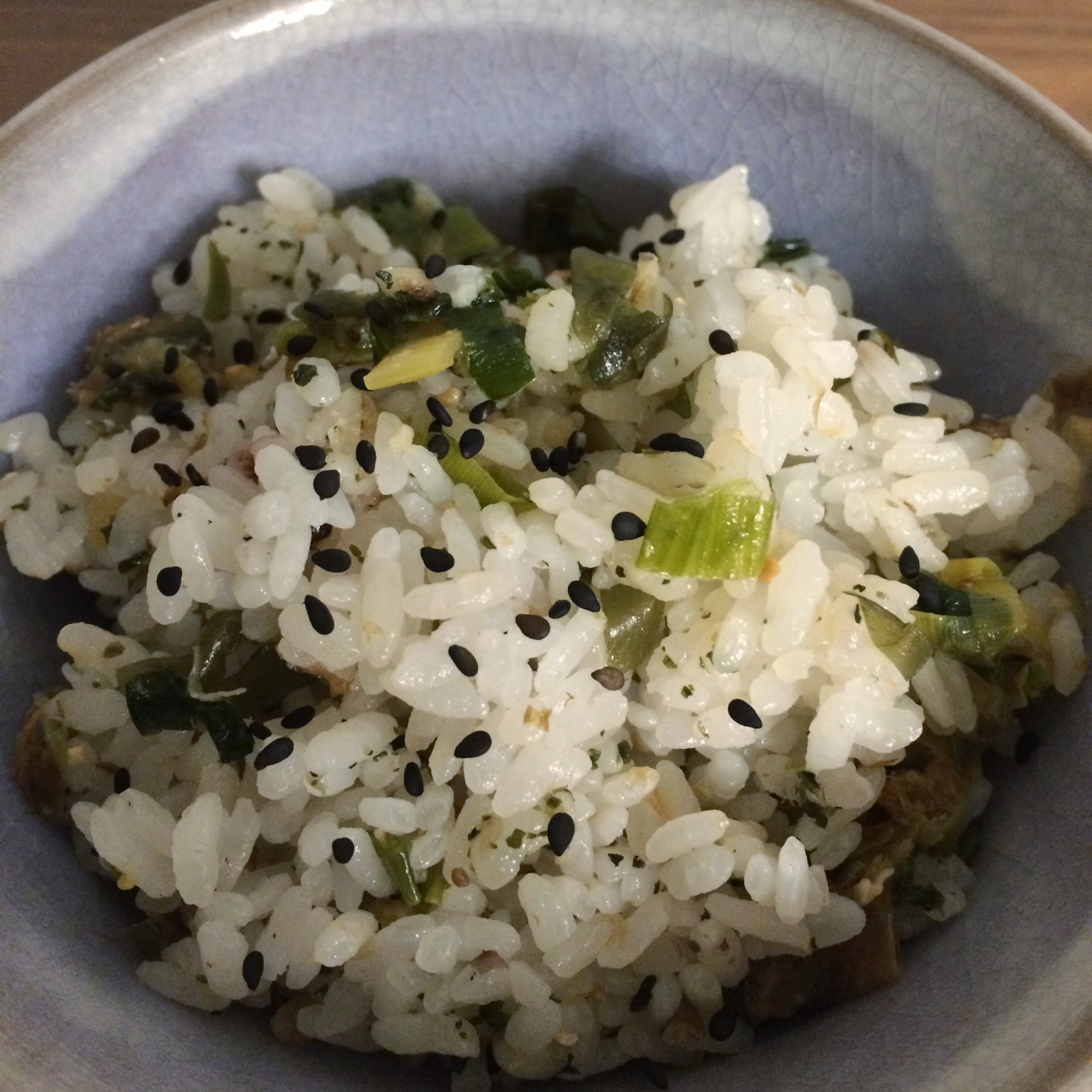 使った昆布と鰹節の味噌ネギ混ぜご飯