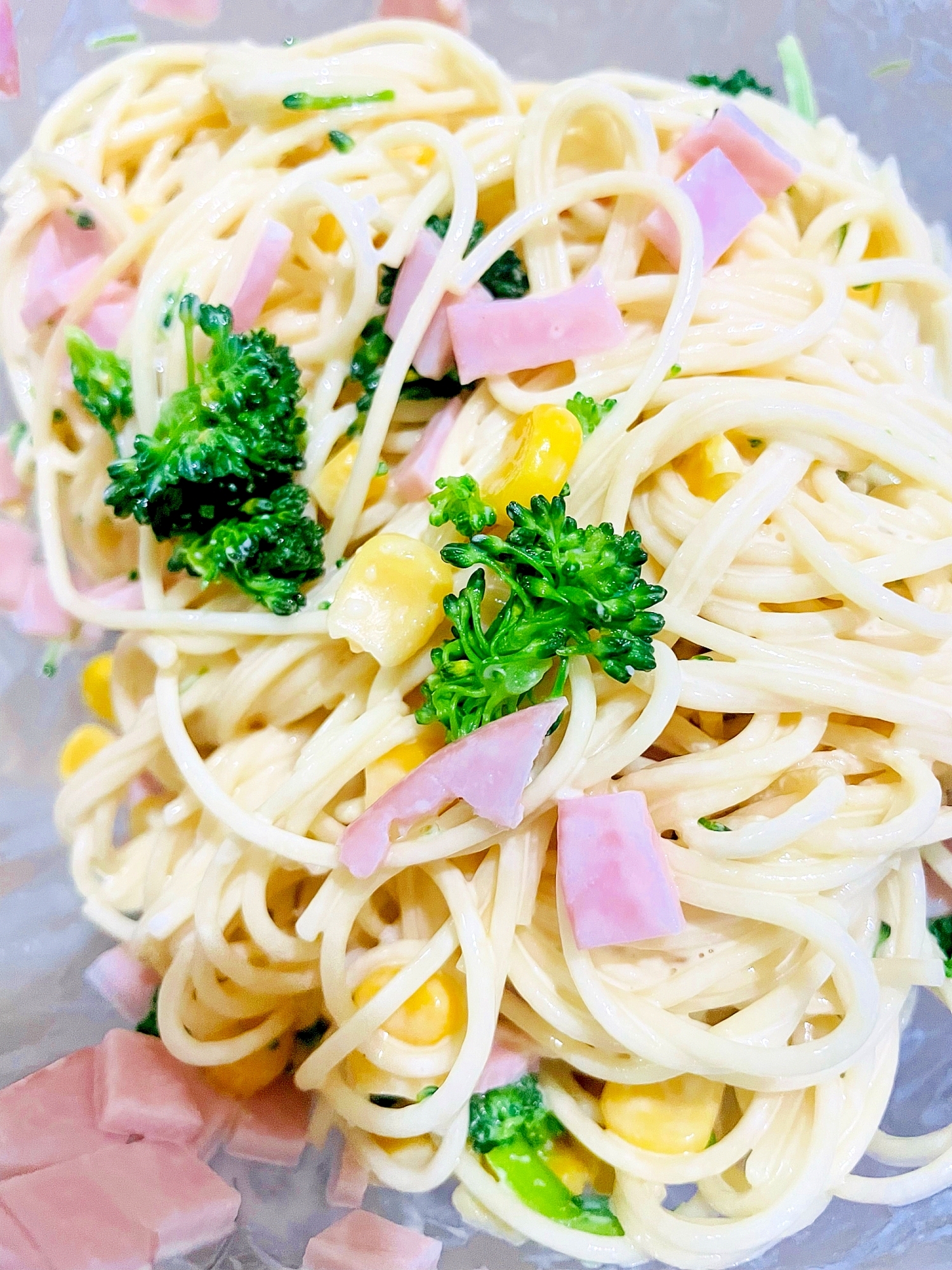 ハムとコーンのスパサラ