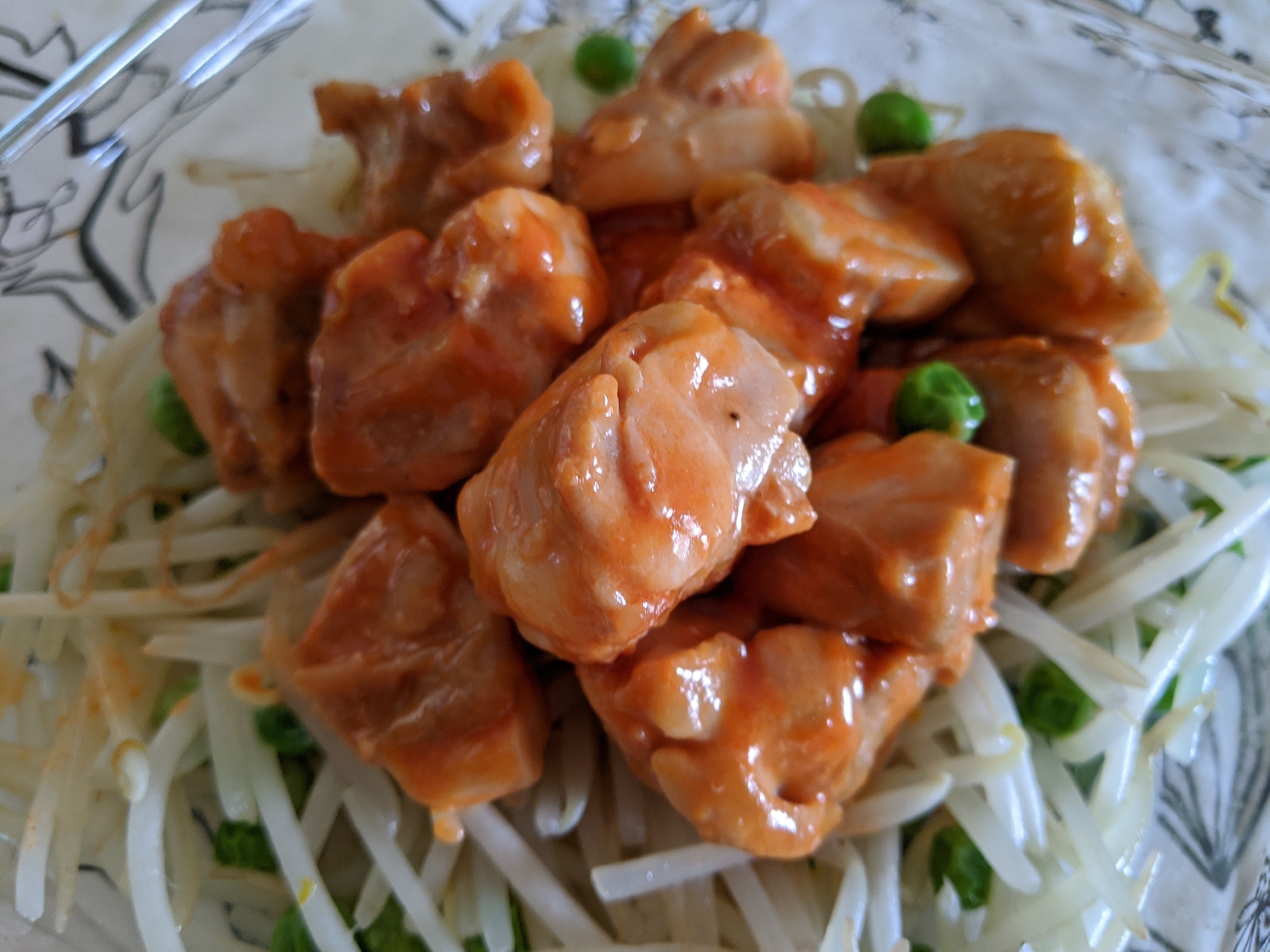 鶏もも肉のケチャマヨ焼きともやし炒め