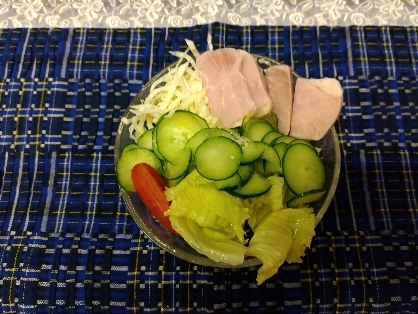 アボカドと鶏ハムのグリーンサラダ