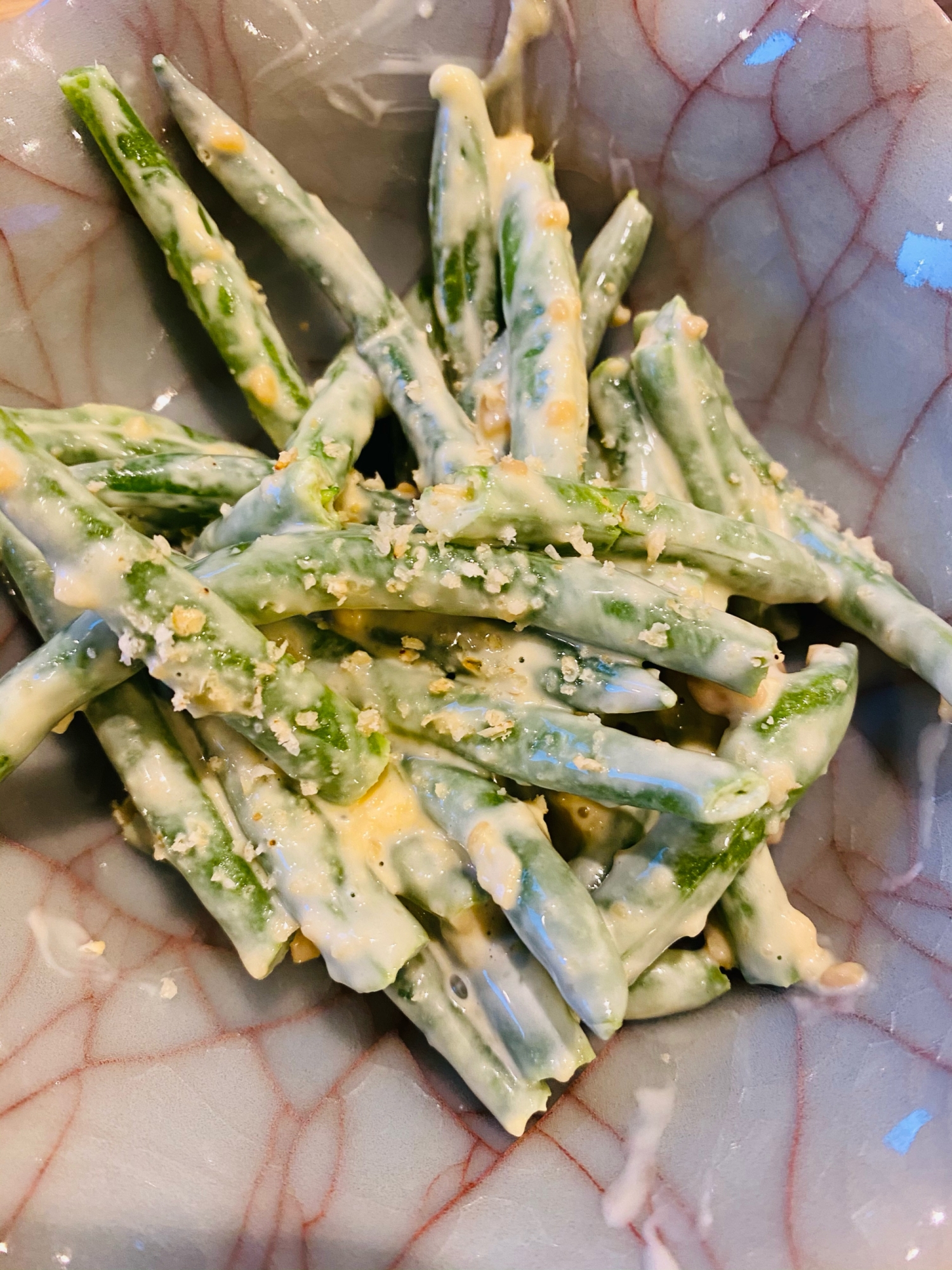 冷凍インゲンの味噌マヨネーズ和え