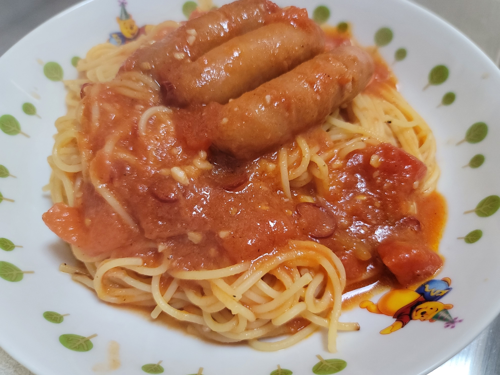 子供も食べやすい☆トマト缶でトマトスパゲティ