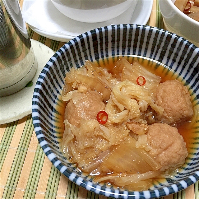 だこにんぐと白菜のぐずぐず煮　ごまつゆ味