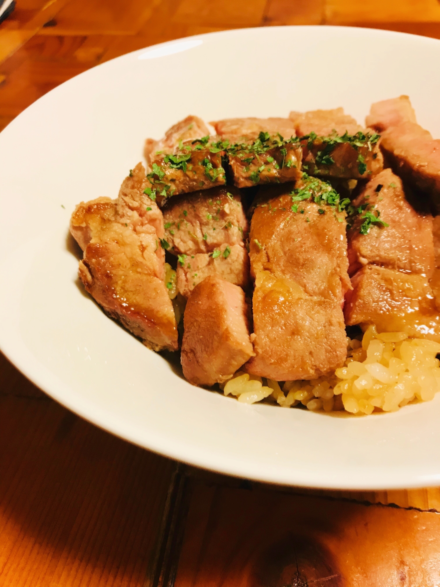 時間がないよ！10分豚ステーキ丼！