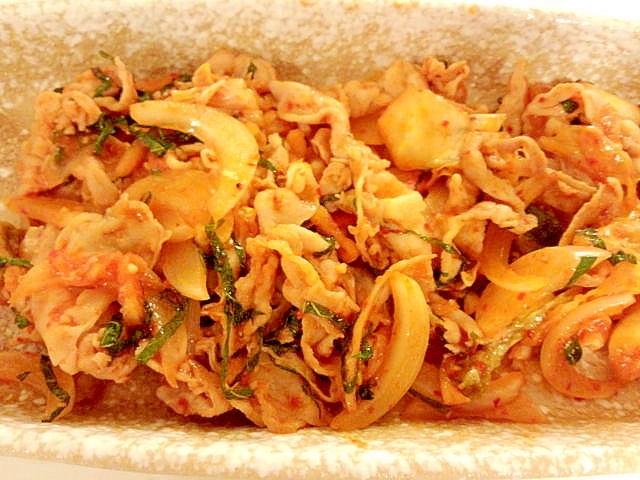 大葉味の豚キムチ