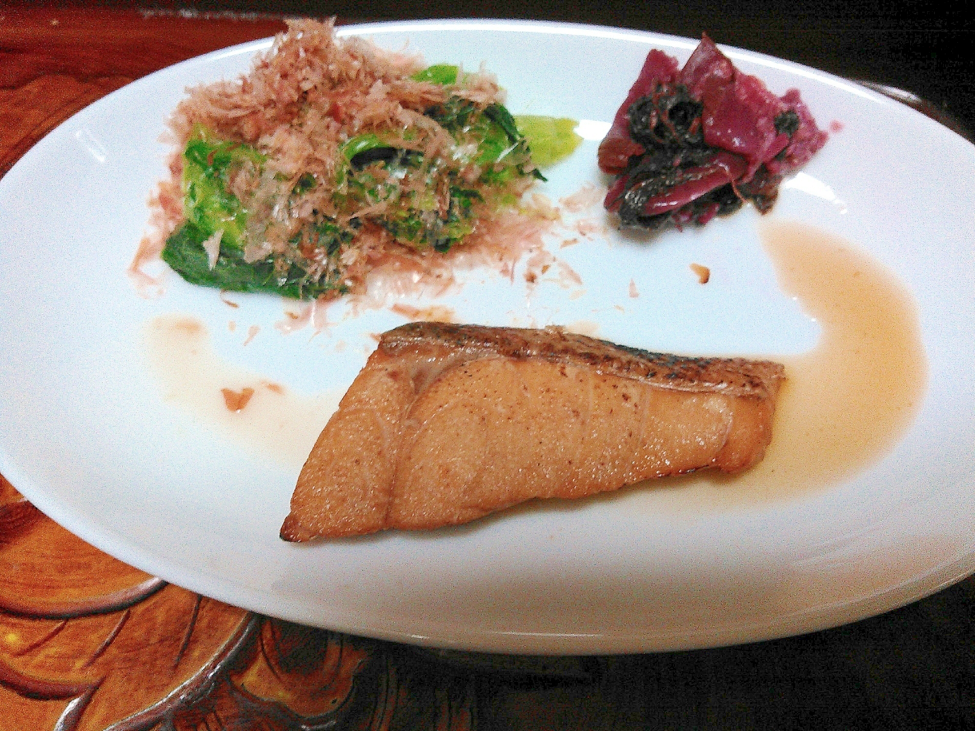 ぶりの照り焼き&茎立菜のおかか和えプレート