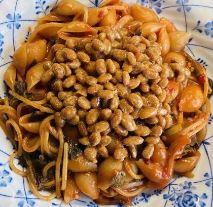 簡単♪納豆パスタ★バター醤油味