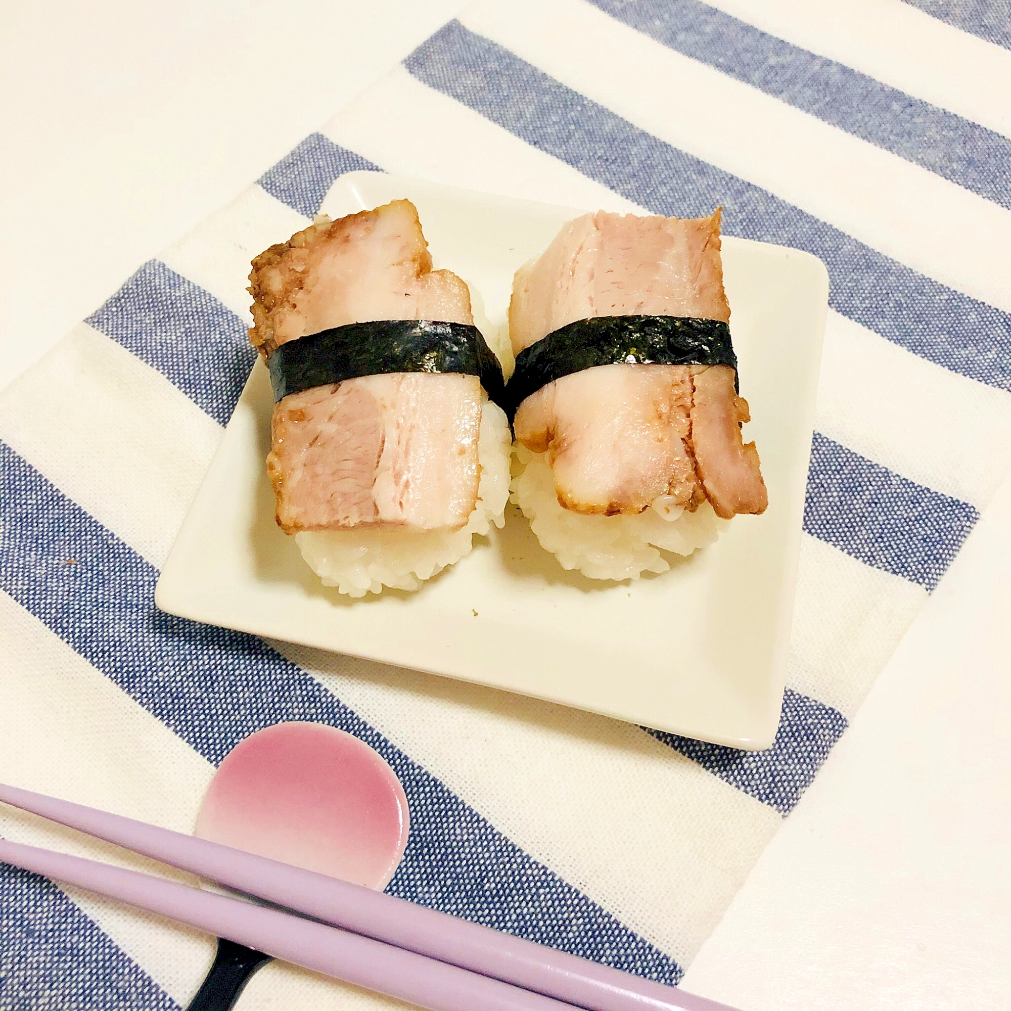焼き豚の握り寿司♪