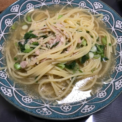 フライパン一つで♪キャベツとツナのスープパスタ