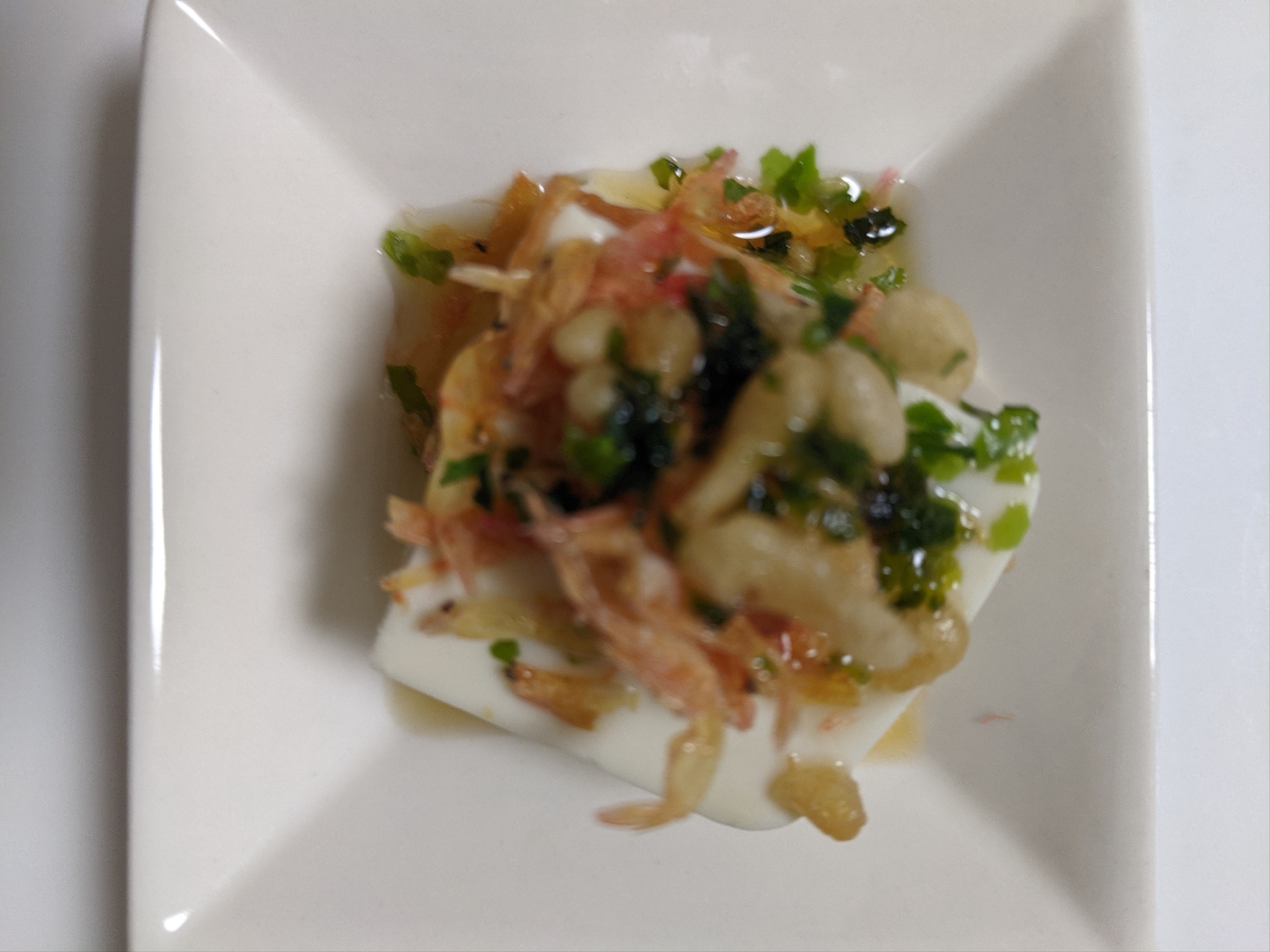 小エビと揚げ玉の冷奴